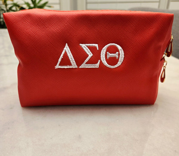 Classic Red Delta Sigma Theta Embroidered Cosmetic Bag
