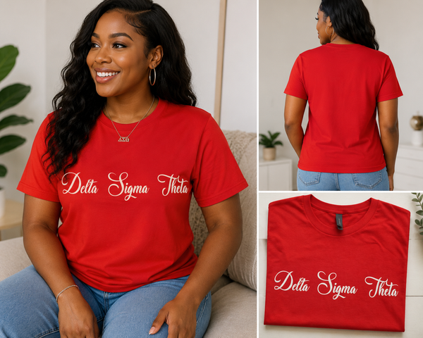 Elegant Script with Raised Font Delta Sigma Theta Tshirt