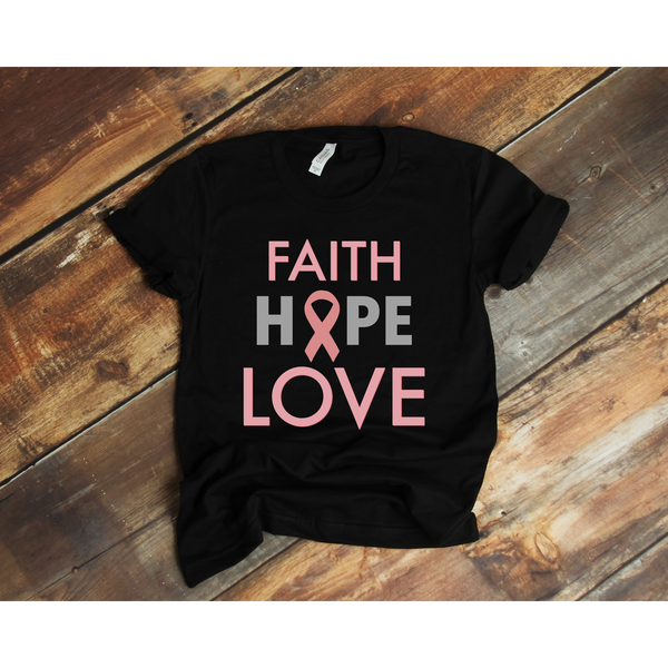 Faith Hope Love Breast Cancer Awareness T-Shirt