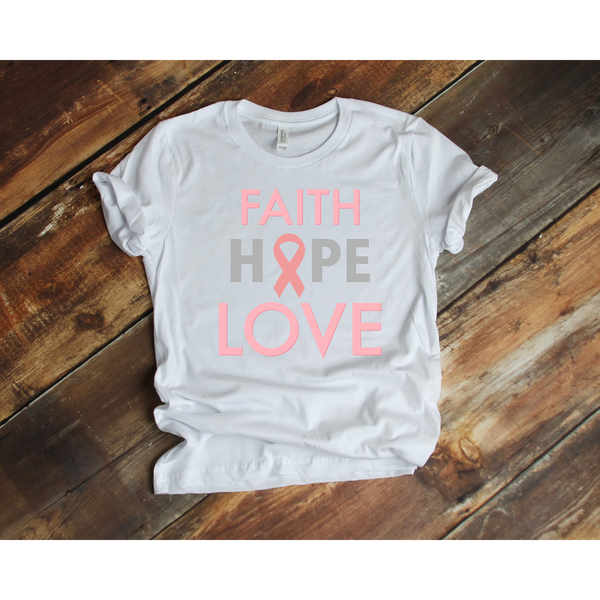 Faith Hope Love Breast Cancer Awareness T-Shirt